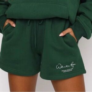 Real White Fox Boutique forest Green Drawstring Shorts